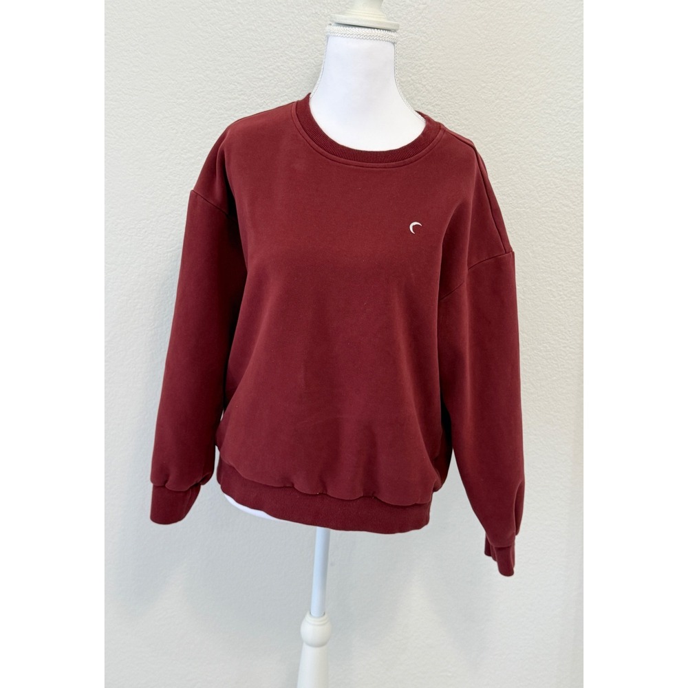 Zyia Active Maroon Moon Logo Crewneck Sweatshirt Womens Medium Burgundy Pullover